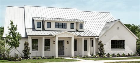 white brick ranch house with metal roof|exterior brick metal roof.